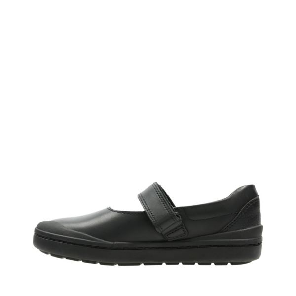 Clarks Girls Rock Spark Kid School Shoes Black | CA-7064913